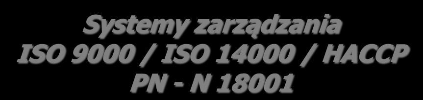 PIHZ CERTYFIKACJA Systemy zarządzania ISO 9000 / ISO 14000 / HACCP PN - N 18001 Jakość to spełnienie wymagań i oczekiwań każdego klienta, to droga