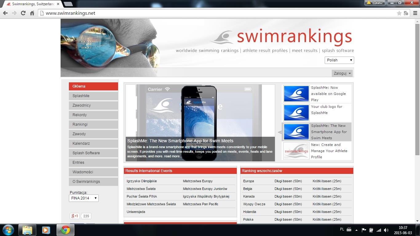 INSTRUKCJA PRZYGOWOTYWANIA ZGŁOSZENIA NA ZAWODY PŁYWACKIE W TRYBIE ONLINE - SPLASH Na wstępie należy zaznaczyd, że korzystanie ze strony www.swimmingrankings.