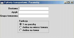 Rozdział 3: Magazyn - Dokumenty Etykiety towarów Można wydrukować jedną etykietę dla Rozchodu, jedną dla każdego wiersza na każdym Rozchodzie lub jedną dla każdego towaru.