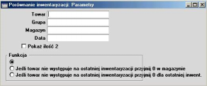 Porównanie inwentaryzacji Po przeprowadzeniu inwentaryzacji jej wynik powinien być wprowadzony w kartotece Inwentaryzacje. Następnie, w celu porównania można wydrukować opisywany raport.