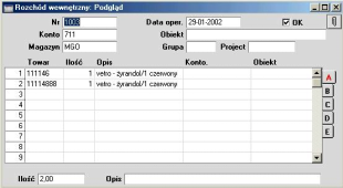 Nr Wklej Specjalnie Możliwość wyboru ze zdefiniowanych serii numerów Kolejny numer rozchodu wewnętrznego, system podpowie pierwszy, nie użyty wcześniej numer z pierwszej zdefiniowanej serii numerów z