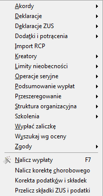 Rys. 65 Czynności Akordy. Czynność występuje w wersji złotej oraz platynowej programu. Jest widoczna gdy jest co najmniej jedna, niezablokowana definicja akordu.