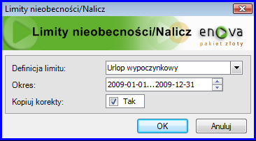 Przed odnotowaniem u pracownika takiej limitowanej nieobecności konieczne jest przypisanie mu odpowiedniego limitu.