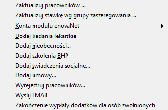 Rys. 73 Czynności operacje seryjne Zaktualizuj pracowników. Wskazanym pracownikom zostanie dodany kolejny zapis historyczny. Zaktualizuj stawkę wg grupy zaszeregowania.