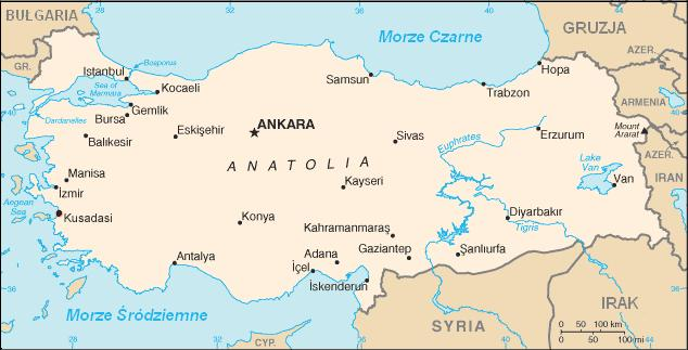 TURCJA Powierzchnia: 783 562 km² Liczba ludności: 79 749 534 Stolica: Ankara (3 848 440 mieszkańców) Język urzędowy: turecki Ustrój polityczny: republika parlamentarna Głowa państwa: prezydent