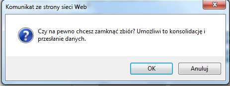 Rys. 31. Okno edycyjne zbioru. Rys. 31a. Okno komunikatu potwierdzenia zamknięcia zbioru.