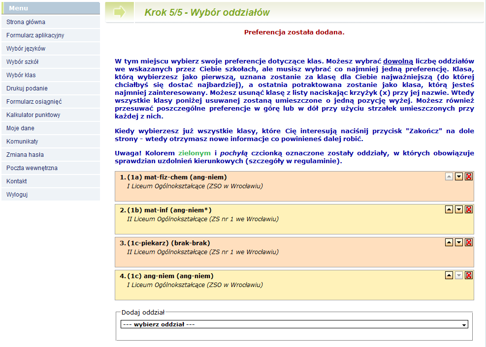 Jeżeli wśród szkół, które wybrałeś jedna z nich kształci w zawodzie (technikum lub zasadnicza szkoła zawodowa), powinieneś pamiętać o tym, że warunkiem przyjęcia Cię do tej szkoły jest brak