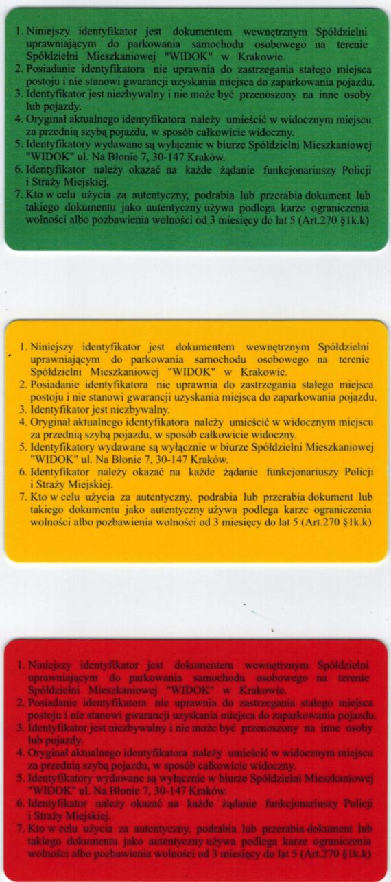 Posiadanie zezwolenia nie uprawnia do zastrzegania stałego miejsca postoju i nie stanowi gwarancji uzyskania miejsca do zaparkowania pojazdu. 3.