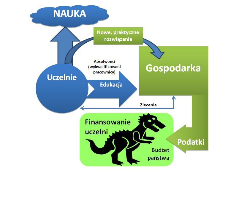 Cel Efektywny system Gospodarka-Edukacja-Nauka (GEN)System GEN wygląda w uproszczeniu jak na ilustracji poniżej Uczelnie, co do zasady, są instytucjami usługowymi, produkującymi wykształconych