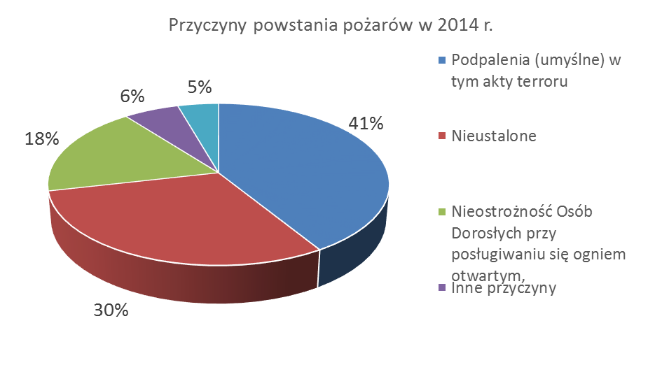 Pożary według przyczyn powstania Istotnym zagadnieniem mającym wpływ na ocenę sytuacji pożarowej jest struktura przyczyn powstania pożarów.