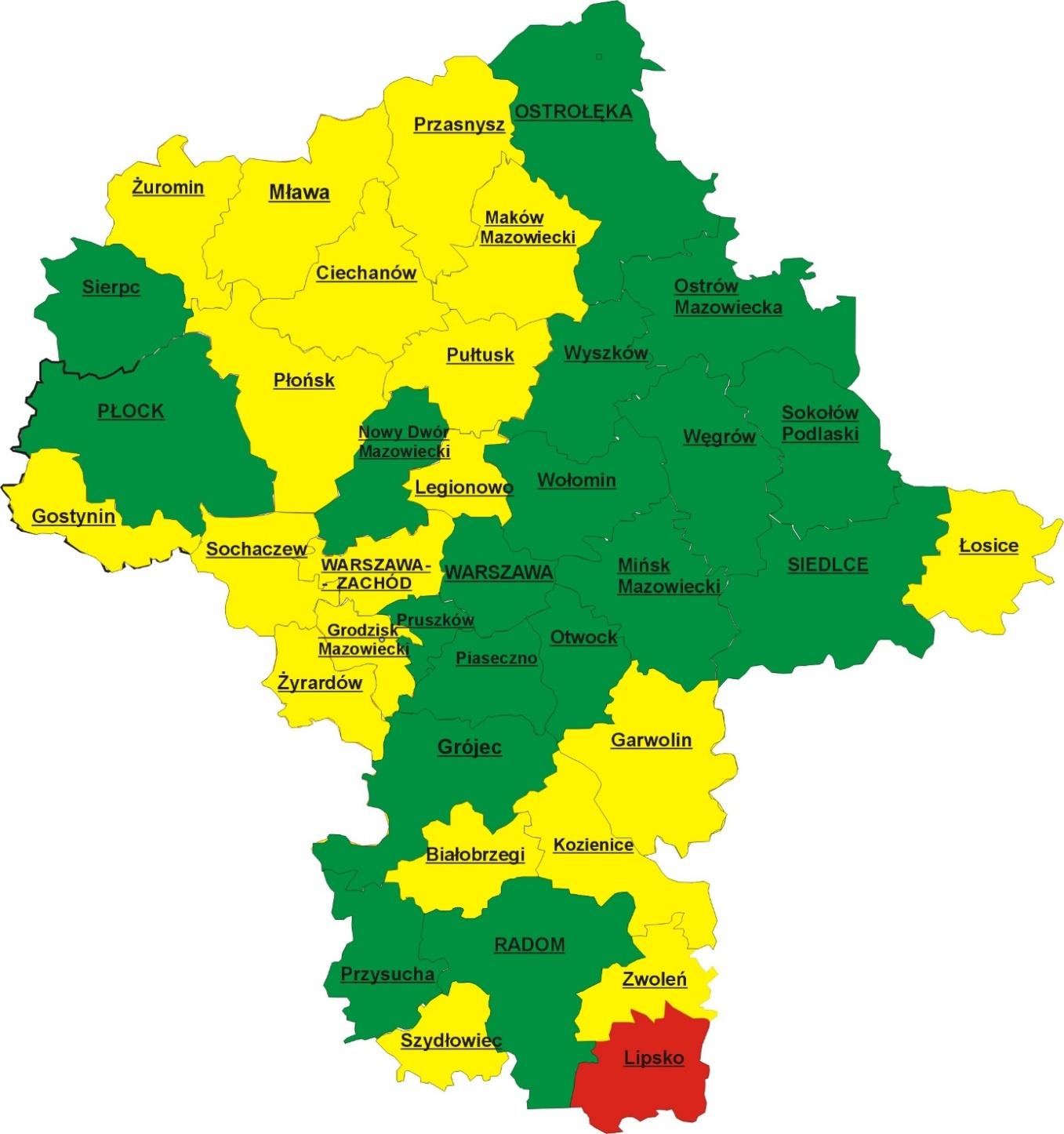 Geografia występowania miejscowych zagrożeń Liczba miejscowych zagrożeń