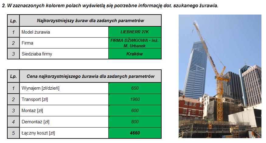 Ilustracja 2. Wygląd tabeli, w której Użytkownik odczytuje wyniki. Tabela znajduje się w zakładce Wyszukiwarka.