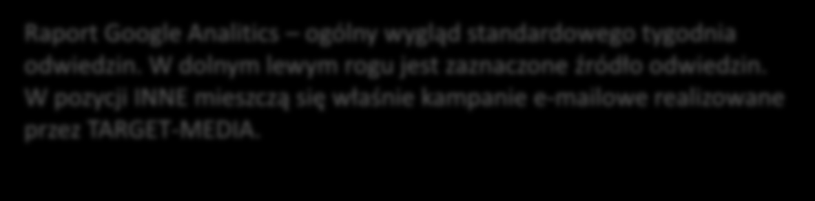 Raportowanie kampanii e-mail integracja z Google Analytics Raport Google Analitics ogólny wygląd standardowego tygodnia odwiedzin.