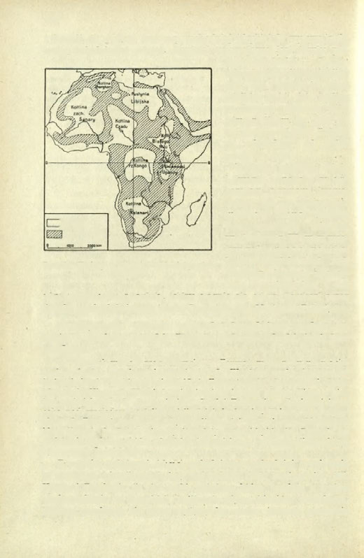 174 i Somali, 2) wyżynę jezierną wschodniej Afryki i 3) wyżynę kotlinową południowej Afryki. Bardziej urozmaicona jest Afryka północno - zachodnia. Rozpościerają się tu liczne kotliny (ryc.