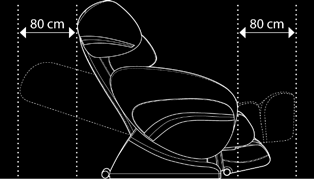 [1] [2] [10] [9] [8] [7] Podczas ustawiania fotela należy zapewnić odpowiednio dużo miejsca z tyłu urządzenia w celu ustawienia pozycji całkowicie leżącej.