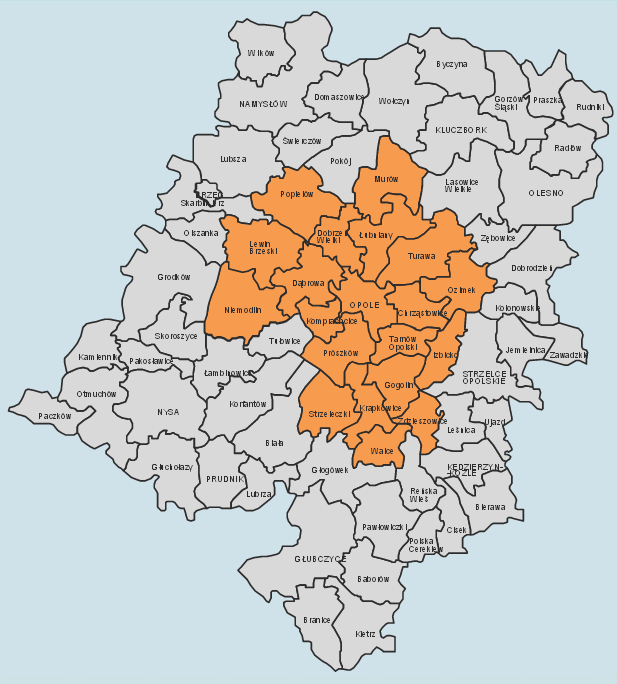 Walce 69 Walce 5622 Turawa 56 Zdzieszowice 57 Murów 5573 Popielów 47 Komprachcice* 56 Izbicko 5418 Murów 35 Aglomeracja 2289 Aglomeracja 333989 Aglomeracja 146 Województwo 9412 Województwo 1010203