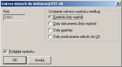 40 WaŜne jest poprawne wybranie sposobu ustalania zakresu danych do zsumowania. Znaczenie poszczególnych opcji jest następujące.