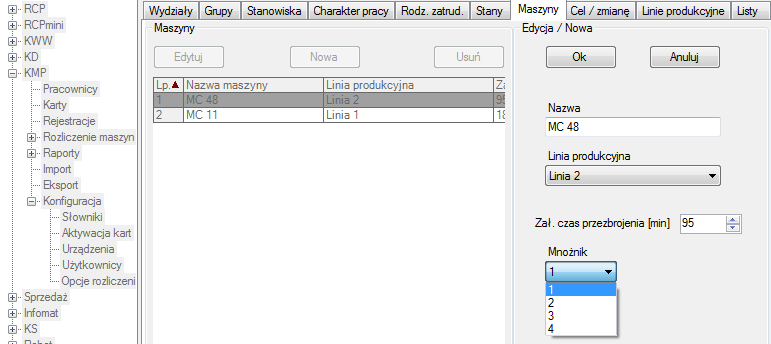 SR-RegiTech KWP SR-RegiTech - Instrukcja użytkownika 10.12 Konfiguracja 10.13 Słowniki Funkcja używana w module rcp do zakładki Rodz. zatrud. 10.13.1 Stany Zakładka w której definiujemy stany maszyn, detali i czynności.