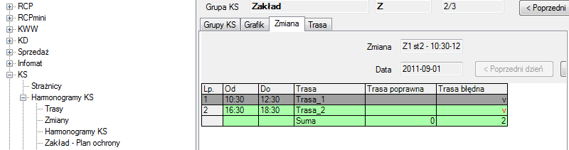 8. SR-RegiTech KS SR-RegiTech - Instrukcja użytkownika Rys. 346 Rozliczenie strażników Lista 13.10.