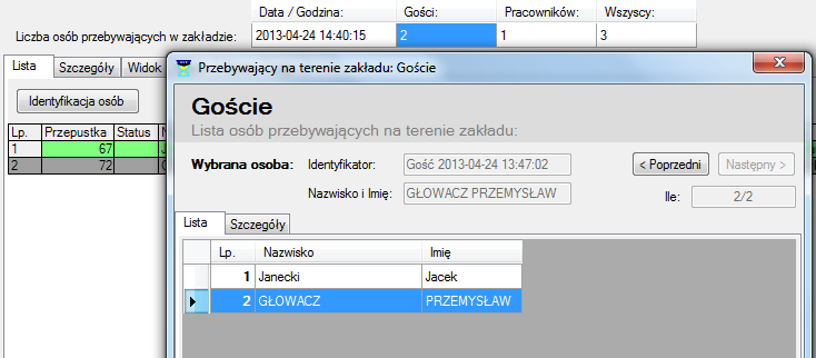 8. SR-RegiTech KS SR-RegiTech - Instrukcja użytkownika Na liście przepustek pojawi się wprowadzona przez nas przepustka Przekazujemy kartę zbliżeniową gościowi aby mógł zarejestrować swój pobyt na