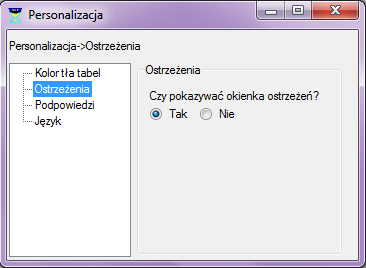 4. SR-RegiTech SR-RegiTech - Instrukcja użytkownika Rys. 38 Personalizacja w wybraną opcją Ostrzeżeń 5.4.4 Polityka bezpieczeństwa - ustawienia Administrator systemu może wybrać