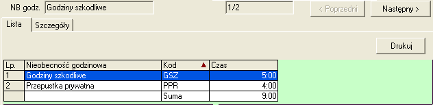 6.12.4 NbGodz Pracowników Logi Każda zmiana w nieobecnościach pracownika jest opisywana w logach.