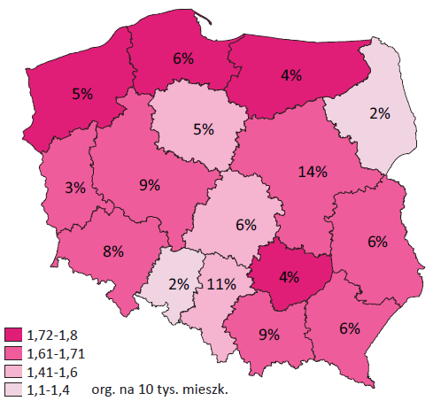 Uzyskiwanie przychodów w 2008 r. wykazało 83% jednostek, przychody te częściej pozyskiwane były ze źródeł niepublicznych (3/4 organizacji) niż publicznych (połowa organizacji).