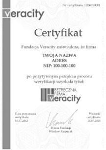 Pakiet certyfikacyjny CERTYFIKAT I ZNAK BEZPIECZNA FIRMA GOLD Doskonałe narzędzie budowy wizerunku, reputacji i komunikacji z klientem potwierdzające spełnienie najwyższych standardów bezpieczeństwa,