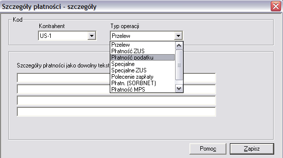 II. Zapisywanie Szczegółów płatności w bazie danych 1. Uruchamiamy moduł PLI, z menu wybieramy Bazy danych a następnie Szczegóły płatności 2.