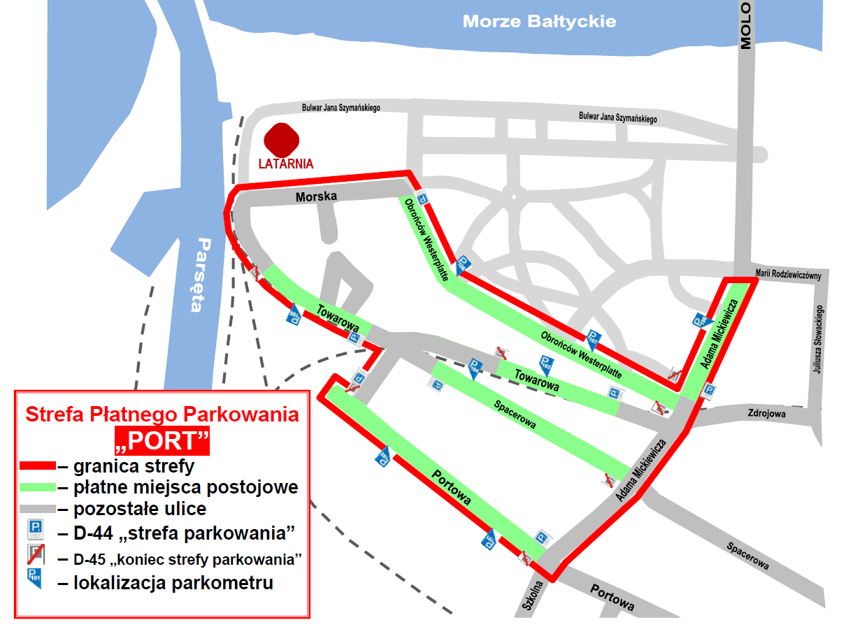 Rysunek 2.12 Strefa płatnego parkowania Port źródło: www.km.kolobrzeg.pl 24 Trzecia ze stref obejmuje swym zasięgiem wschodnią część miasta, czyli obszar uzdrowiska.