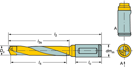 WIRCNI Coromant Delta Coromant Delta 5 Dc Chwyt cylindryczny ze ścięciem zgodny z ISO 9766 Średnica wiertła: 9.525-19.05 mm (0.375-0.