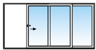 3.10 Drzwi i okna przesuwne zamknięcia Położenie zamknięcia: Klamka jest skierowana w dół. Położenie przesunięcia: Odblokować skrzydło przesuwne obracając klamkę o 90 w górę. Skrzydło przesunąć w bok.