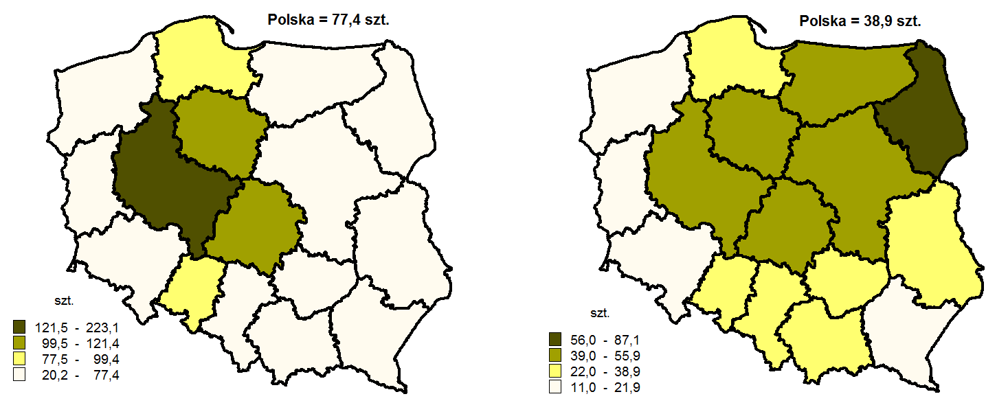 58 Informacja o sytuacji społeczno-gospodarczej województw Zmniejszyła się liczebność prosiąt o wadze do 20 kg (o 2,0%) oraz pogłowia trzody chlewnej na chów o wadze 50 kg i więcej (o 0,3%).