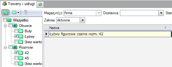 Aby pogrupować dane należy włączyć grupowanie wg cechy grupującej tzn. nacisnąć przycisk z ikoną katalogu po prawej stronie toolbara nad listą pozycji.