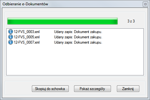 40 Podręcznik użytkownika Symfonia e-dokumenty 9. Po zakończeniu odbierania dokumentów w panelu Dokumenty zakupu pojawią się na liście e-faktury zakupu.
