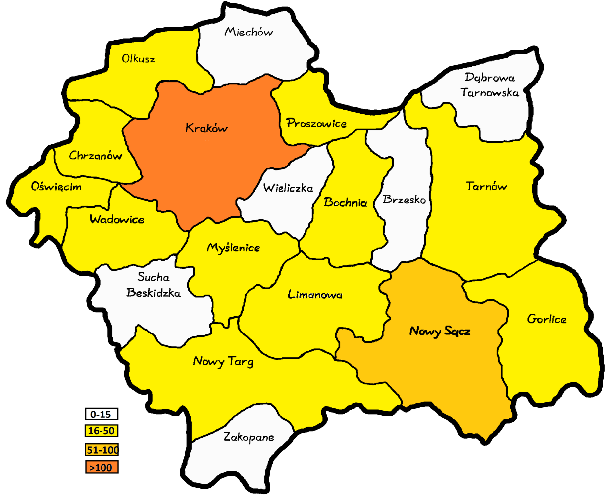 Stan sanitarny Małopolski 2011 Tabela 4. Nowe zachorowania na gruźlicę w woj. małopolskim w 2011 roku.