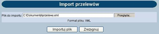 Użytkownik ma do dyspozycji następujące przyciski funkcyjne: Zapisz przelew dodanie przelewu do realizacji Zrezygnuj wycofanie się z operacji, powrót do okna Przelewy Szablon zdefiniowany przelew