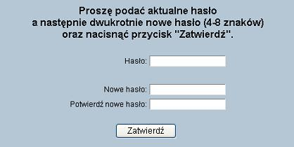 12. Hasła 12.1. Zmiana hasła Opcja pozwala na zmianę hasła, za pomocą, którego Użytkownik rejestruje się w systemie.