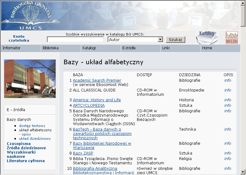 Baza przedsiębiorstw HBI Metodologia badań rynkowych warsztaty dla doktorantów dr Radosław Mącik, 2010 Slajd 41 Bazy bibliograficzne w BG