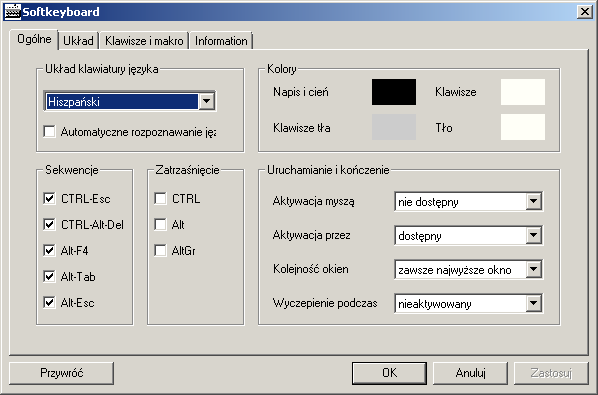 Oprogramowanie DCU 130 127 pl iioświetlenie przycisków przednich można na stałe włączyć lub wyłączyć na liście wyboru.