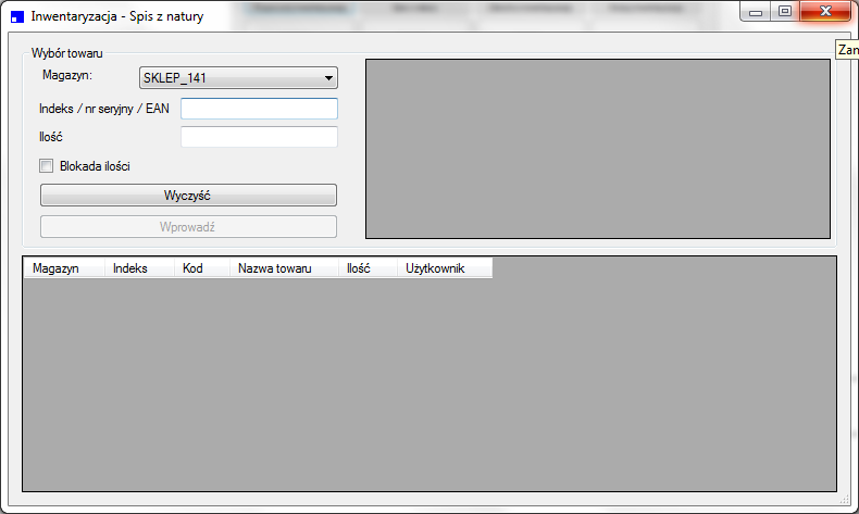 Rozpoczęcie inwentaryzacji Kliknięcie przycisku Rozpocznij inwentaryzację powoduje przejście systemu do trybu inwentaryzacji. UWAGA!