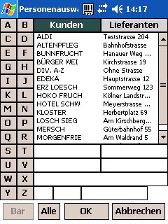 6.3. Lista klientów i dostawców Przez naciśnięcie na symbol w pasku narzędzi przechodzi się do listy klientów i dostawców.