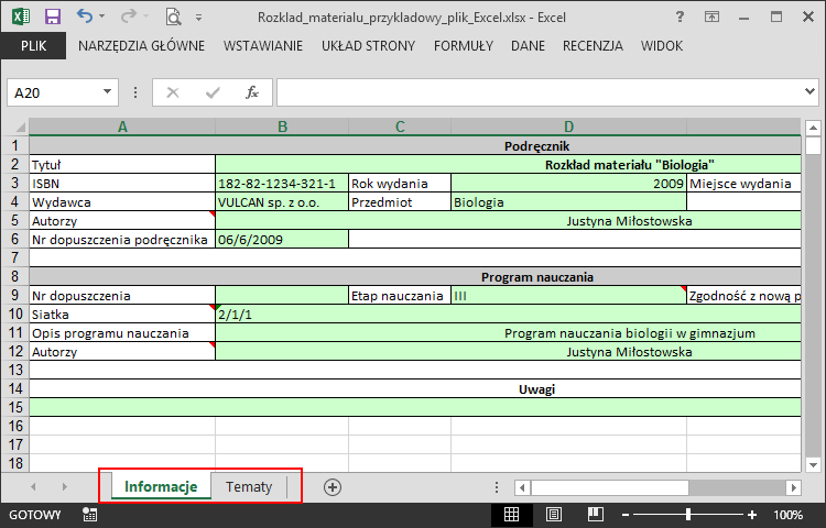 UONET+ Jak opracować rozkład materiału nauczania w Excelu i zaimportować go do modułu Dziennik? System UONET+ gromadzi stosowane w szkole rozkłady materiału nauczania.