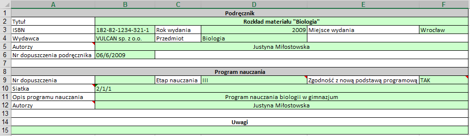 UONET+. Jak opracować rozkład materiału nauczania w Excelu i zaimportować go do modułu Dziennik?