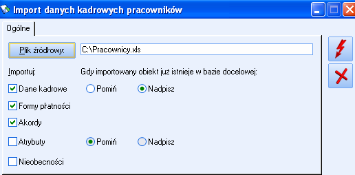 Import danych kadrowych Funkcja Import danych kadrowych umoŝliwia wczytanie podstawowych danych kadrowych zapisanych w pliku *.xls Funkcja pozwala na przenoszenie danych pomiędzy bazami CDN OPT!