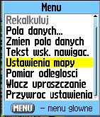 Ekrany Główne > Ekran Mapy Zmiana Skali Możesz zmienić Skalę na Ekranie Mapy aby zobaczyć mniejszy obszar w większych szczegółach oraz większy obszar z mniejszymi szczegółami.