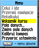 Ekrany Główne > Ekran Kompasu Gdy poruszasz się z prędkością przekraczającą ustawioną wartość, do określenia kierunku używane są dane z odbiornika GPS.