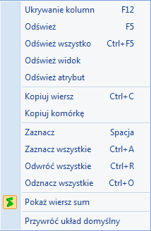 W każdej kolumnie, po której występuje sortowanie dostępny jest lokator, który działa wg metody zaczyna się od (jeżeli Operator ma wybraną opcję: Filtrowanie list metodą zaczyna się od z poziomu