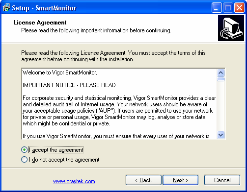 Kroki instalacji Smart Monitor: 1. Pobierz i rozpakuj plik z oprogramowaniem Smart Monitor z ftp://ftp.draytek.pl/smartmonitor 2.