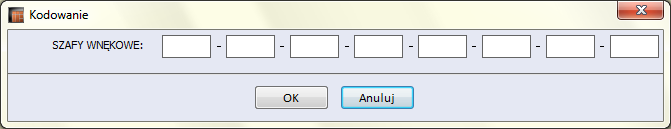 Rys. 11 podawanie kodu do Modułu Szaf Wnękowych po uruchomieniu go podczas pracy w programie CAD Kuchnie, CAD Decor PRO lub CAD Decor Bezpośrednio po uruchomieniu modułu otwiera się okno Kreatora